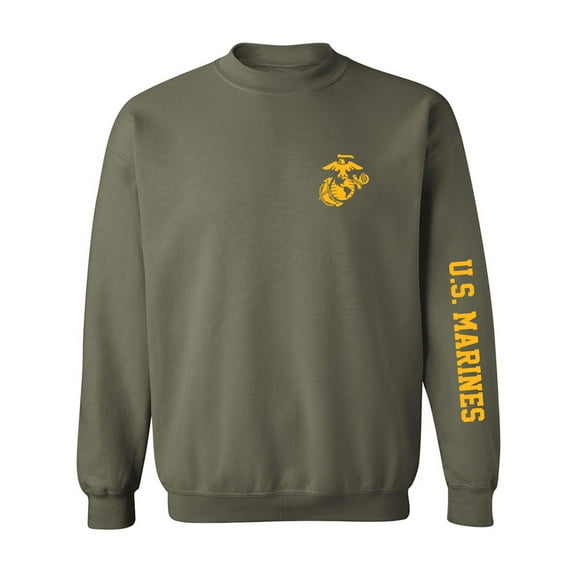 U.S. Marines Gold Sleeve Print Crewneck Sweatshirt