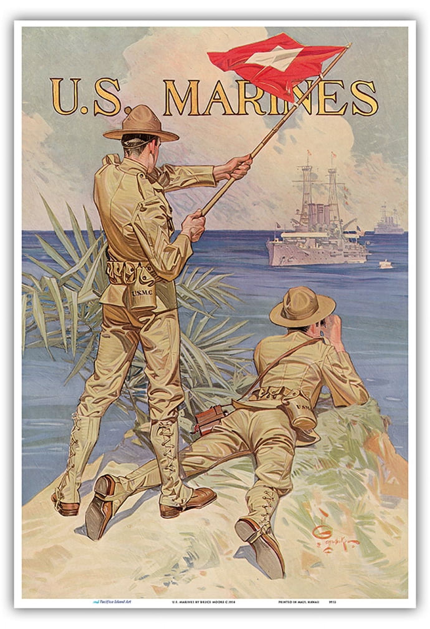 U.S. Marines - Soldiers of the Sea - Vintage War Poster by Bruce Moore ...