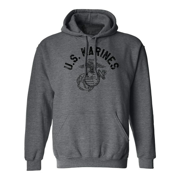 U.S. Marines Vintage Arch Black Ink Adult Hooded Sweatshirt