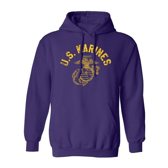 U.S. Marines Vintage Arch Gold Ink Adult Hooded Sweatshirt