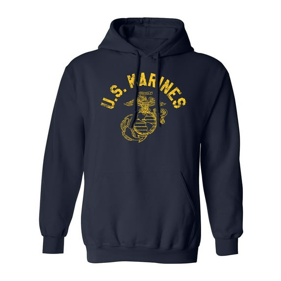 U.S. Marines Vintage Arch Gold Ink Adult Hooded Sweatshirt