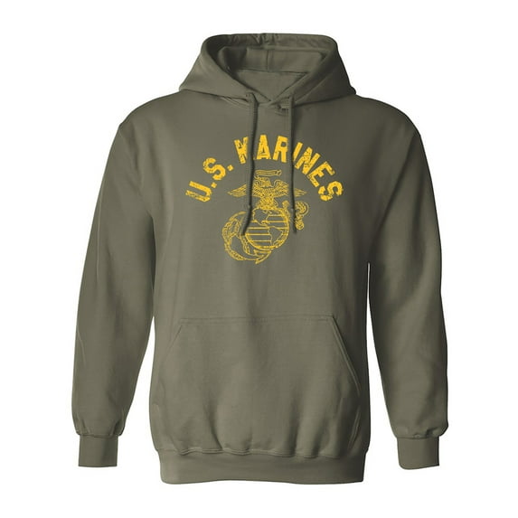U.S. Marines Vintage Arch Gold Ink Adult Hooded Sweatshirt