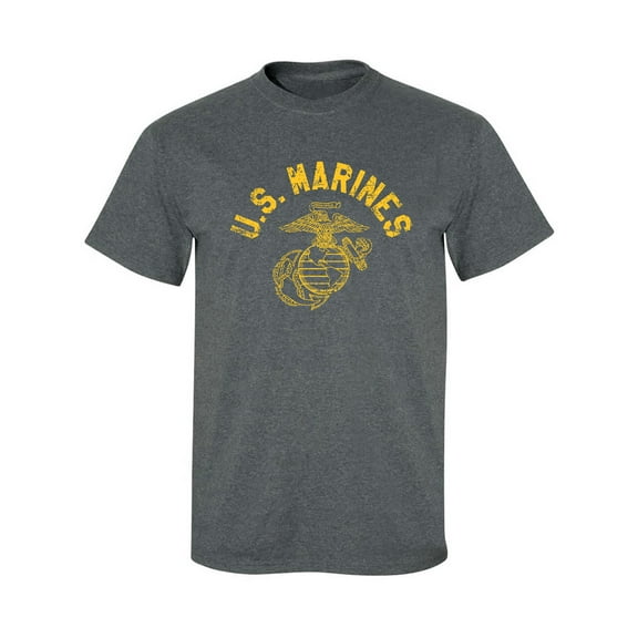 U.S. Marines Vintage Arch Gold Ink Adult Short Sleeve T-shirt