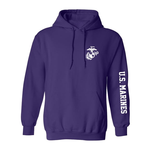 U.S. Marines White Sleeve Print Adult Hooded Sweatshirt
