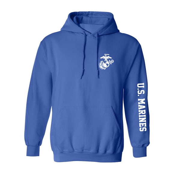 U.S. Marines White Sleeve Print Adult Hooded Sweatshirt