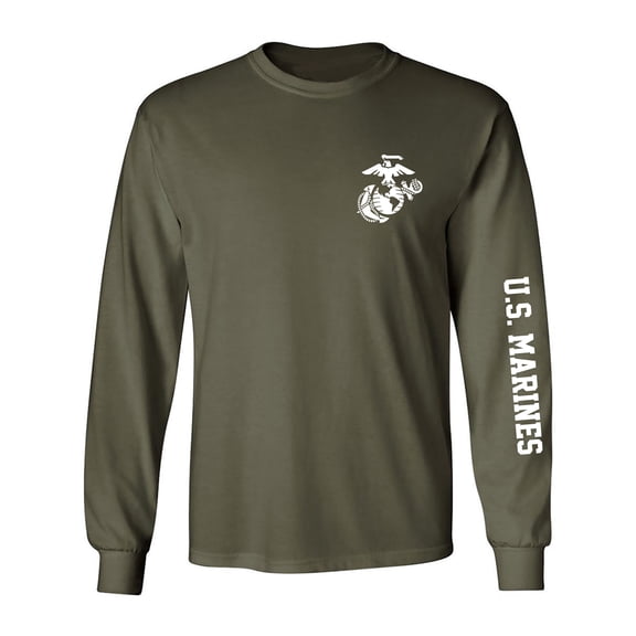 U.S. Marines White Sleeve Print Adult Long Sleeve T-shirt