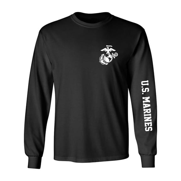 U.S. Marines White Sleeve Print Adult Long Sleeve T-shirt