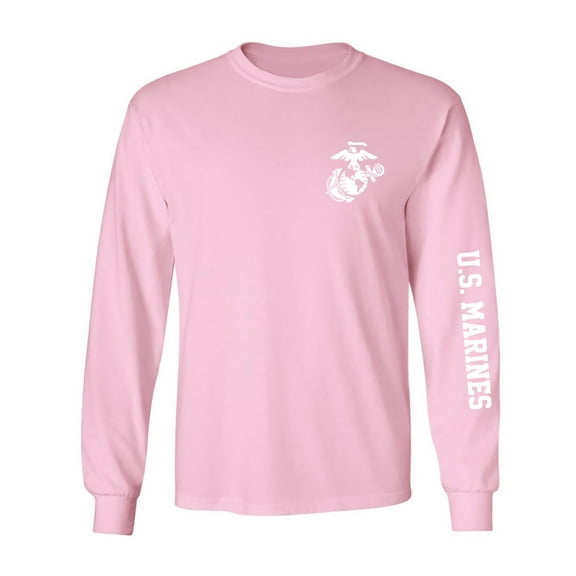 U.S. Marines White Sleeve Print Adult Long Sleeve T-shirt