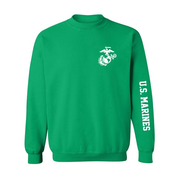 U.S. Marines White Sleeve Print Crewneck Sweatshirt