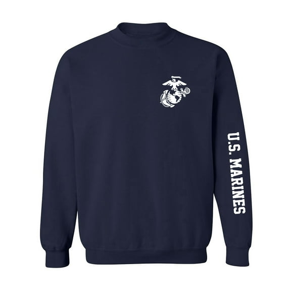 U.S. Marines White Sleeve Print Crewneck Sweatshirt