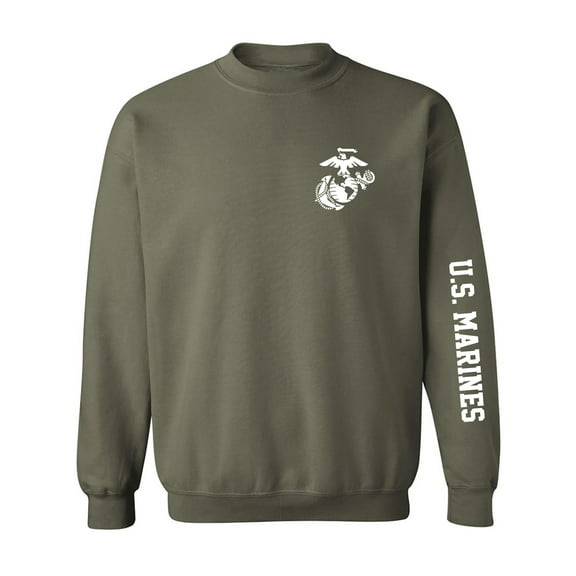 U.S. Marines White Sleeve Print Crewneck Sweatshirt