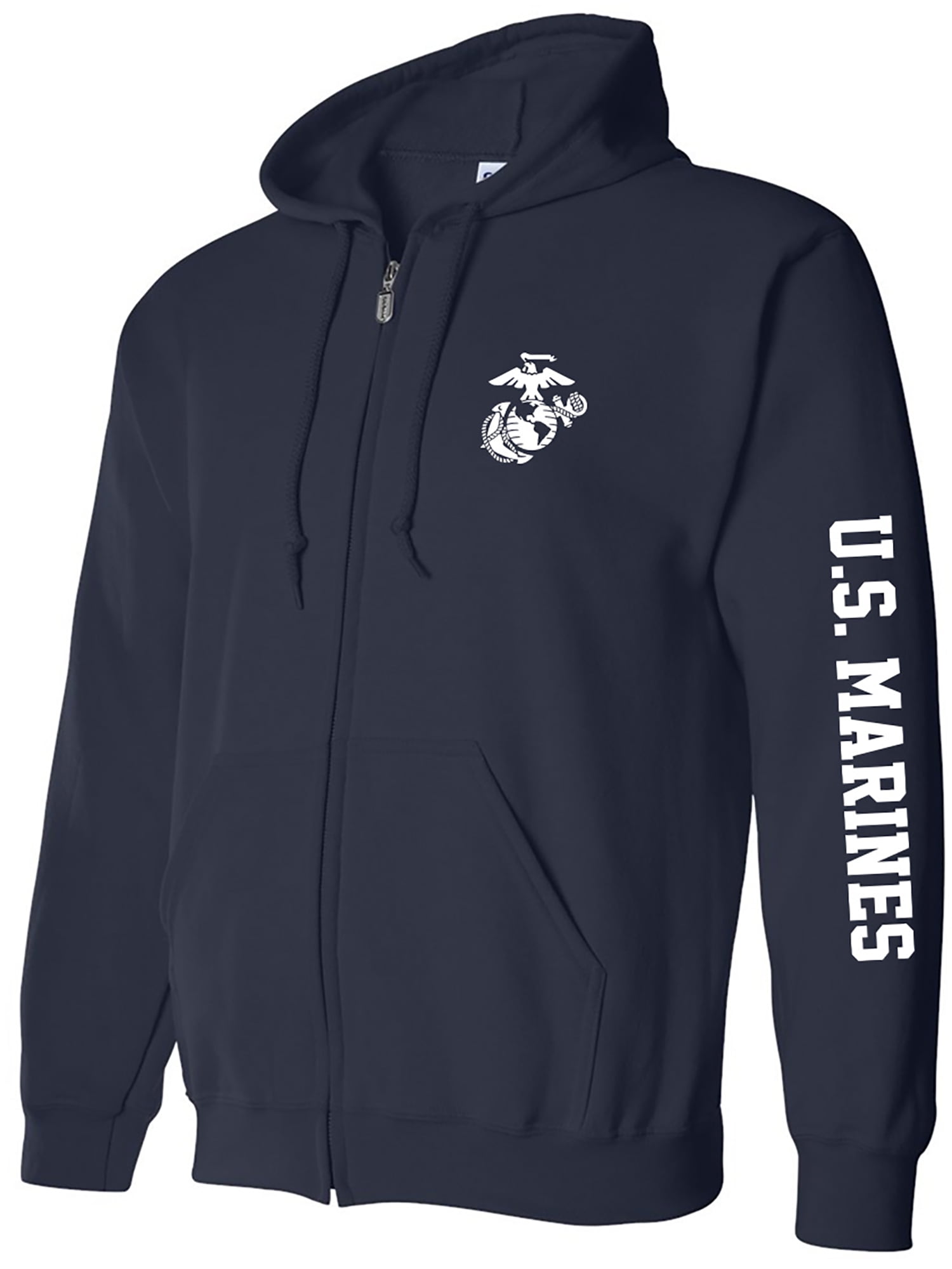 U.S. Marines White Sleeve Print Full-Zip Hooded Sweatshirt