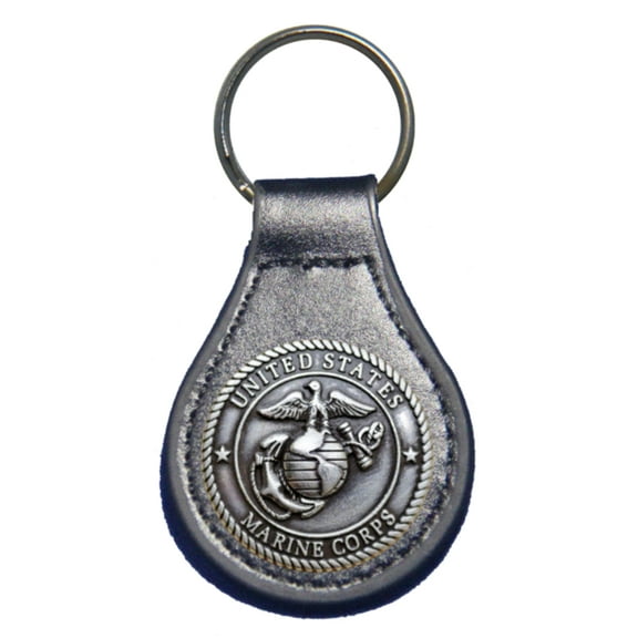 U S Marines leather key fob or keychain Black