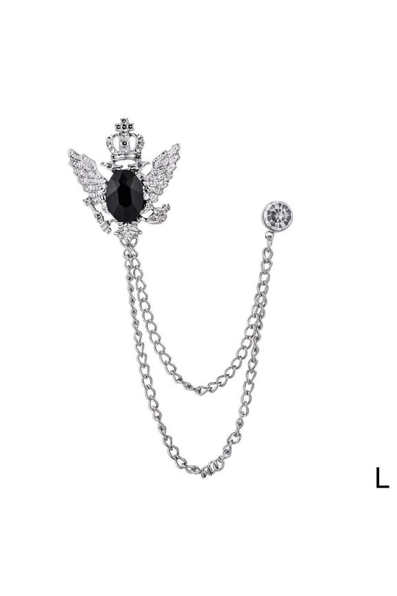 U&S Men's Chain Brooch, Gem Brooch Lapel Pin Crown Badge Wing Brooch Alloy Tassels Chain Lapel Pins Men Suit Shirt Tuxedo Tie Hat Scarf Corsage Brooches O0G8