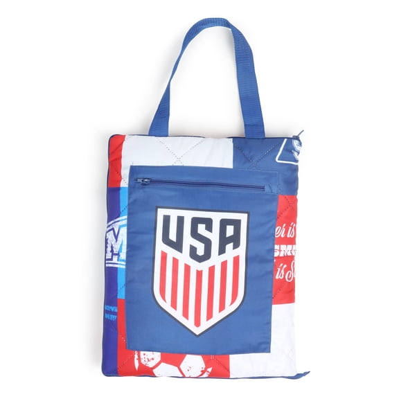 U.S. Men's National Team Blue & Red Patchwork Soccer Stadium Blanket, 50" x 60", Quilted Microfiber, USMNT