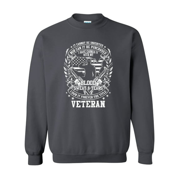U.S Military Blood Sweat & Tears Veteran Unisex Crewneck Sweatshirt-Charcoal-xl