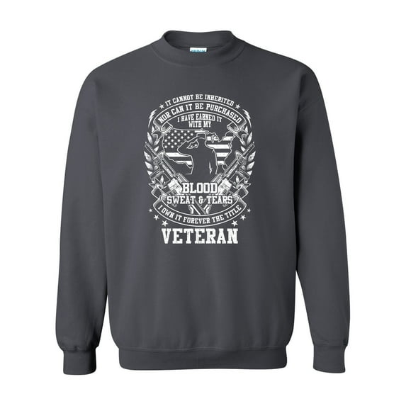 U.S Military Blood Sweat & Tears Veteran Unisex Crewneck Sweatshirt-Charcoal-xxl
