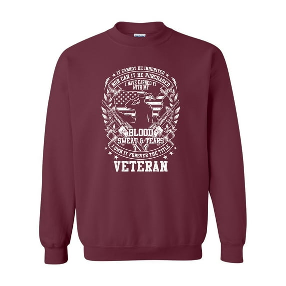 U.S Military Blood Sweat & Tears Veteran Unisex Crewneck Sweatshirt-Maroon-xxxl