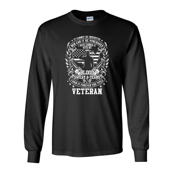 U.S Military Blood Sweat & Tears Veteran Unisex Long Sleeve T-shirt-Black-xl