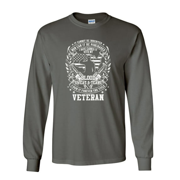 U.S Military Blood Sweat & Tears Veteran Unisex Long Sleeve T-shirt-Charcoal-xxl