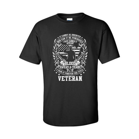 U.S Military Blood Sweat & Tears Veteran Unisex Short Sleeve T-shirt-Black-medium
