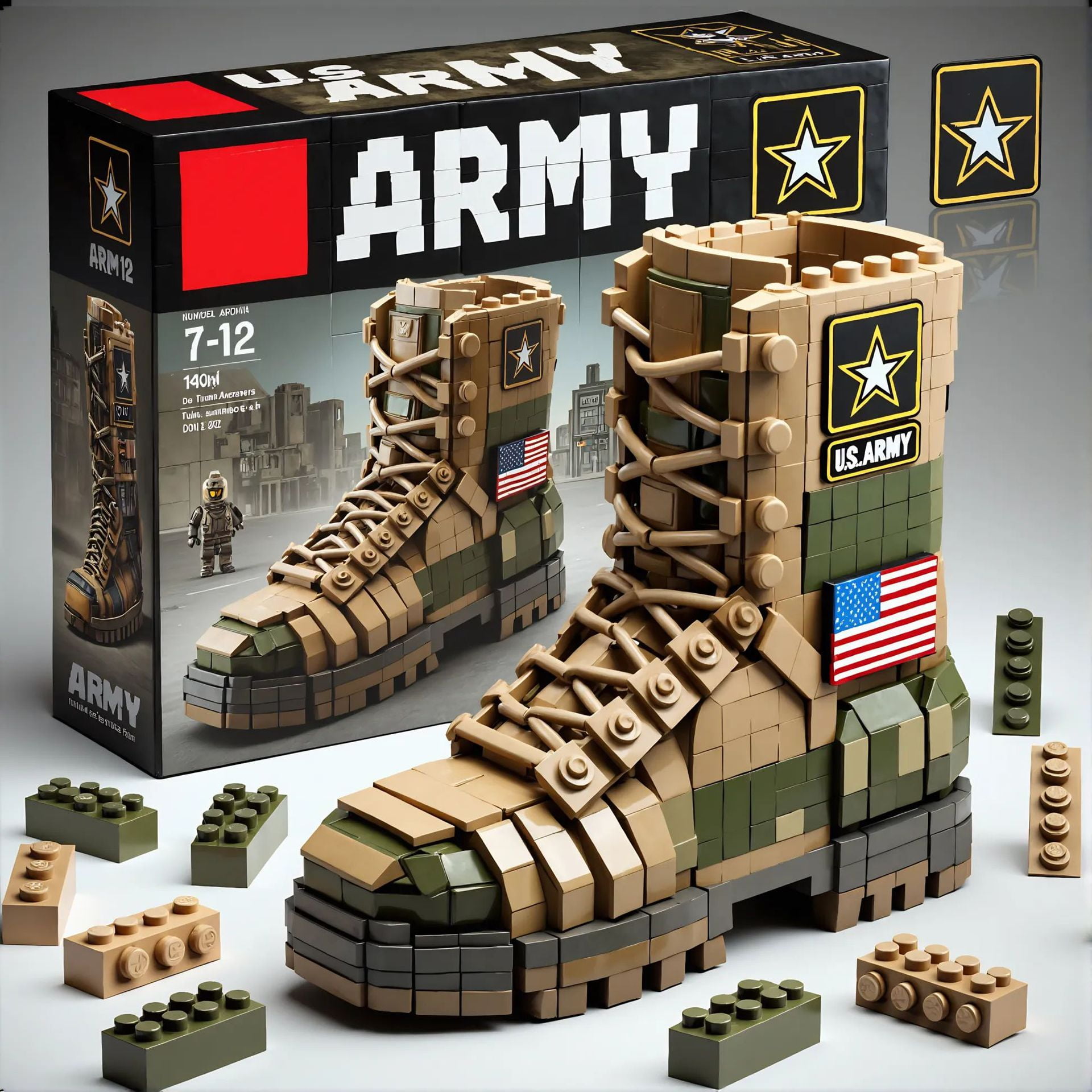 U.S. Military Boots Building Blocks Sets,Navy,Marine Corps and Army Editions,Collectible Model Kits for Enhance Creativity Fine-Motor Skills
