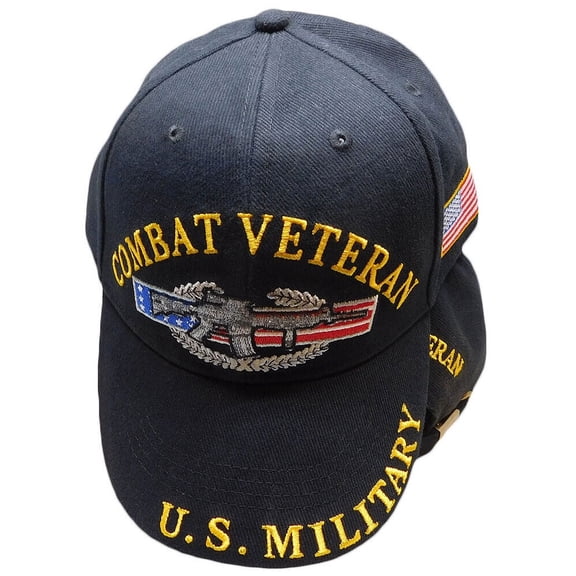 U.S. Military Combat Veteran Black Embroidered Cap Hat