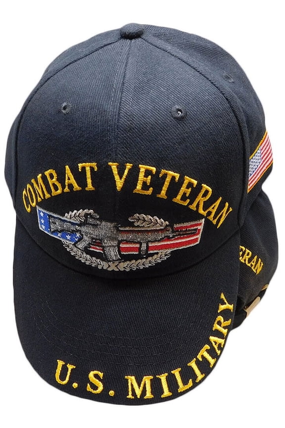U.S. Military Combat Veteran Black Embroidered Cap Hat