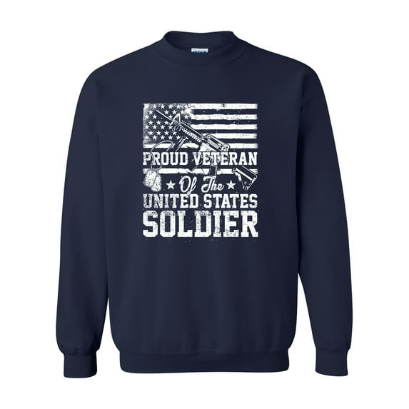 U.S Military Proud Veteran of the United States Soldier Unisex Crewneck Sweatshirt-Navy-large