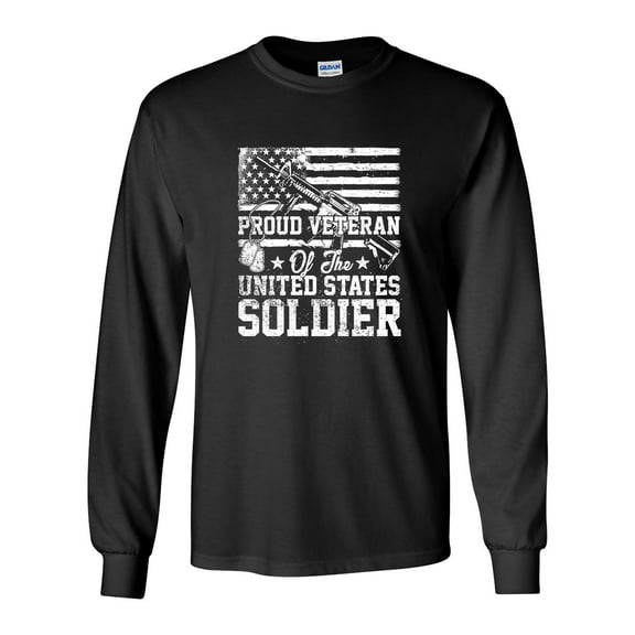 U.S Military Proud Veteran of the United States Soldier Unisex Long Sleeve T-shirt-Black-small