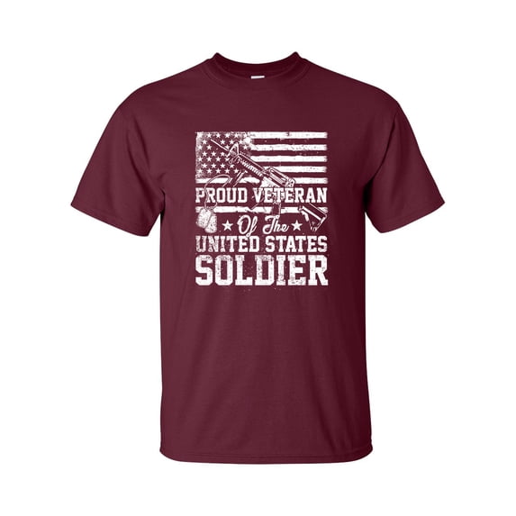 U.S Military Proud Veteran of the United States Soldier Unisex Short Sleeve T-shirt-Maroon-xxl