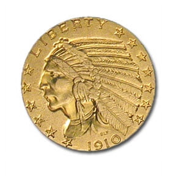 U.S. Mint 1910 $5 Indian Gold Half Eagle, About Uncirculated (AU), Collectible Coin, Gold