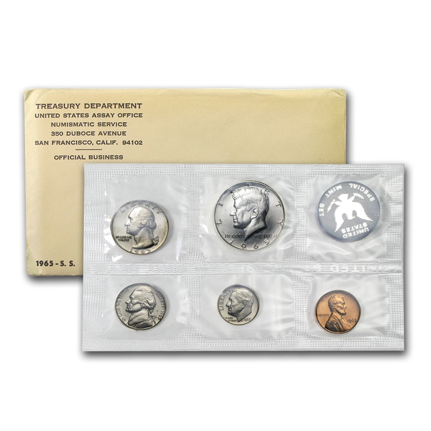 U.S. MINT 1965 Special Mint Set, Precious Metals, Silver, 5 Coins