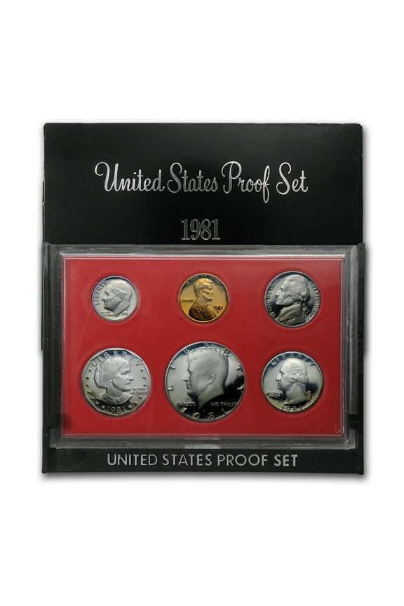 1981 Proof Set, John Flanagan Design, Precious Metals, Silver, .900 Karats, 6 Coins
