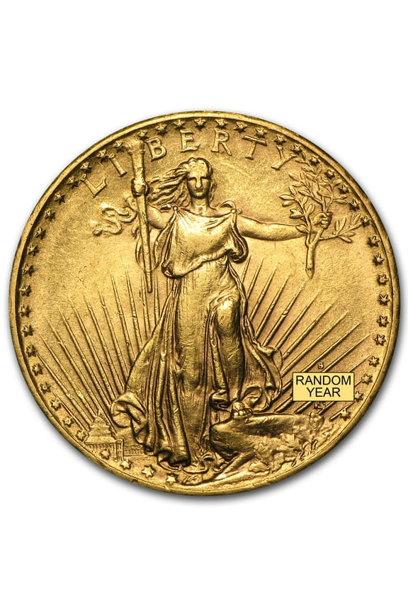 $20 St Gaudens Gold Double Eagle Coin, AU Condition, .9675 oz Yellow Gold, .900 Karats