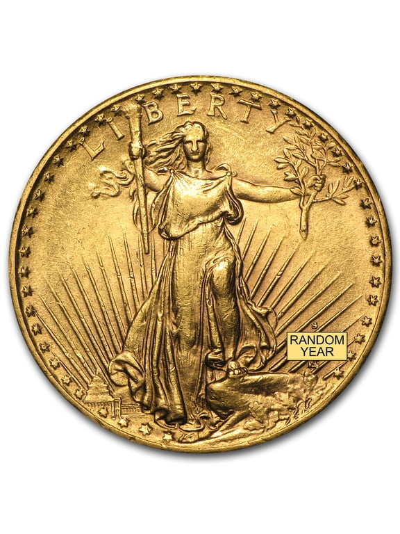 $20 St Gaudens Gold Double Eagle Coin, AU Condition, .9675 oz Yellow Gold, .900 Karats