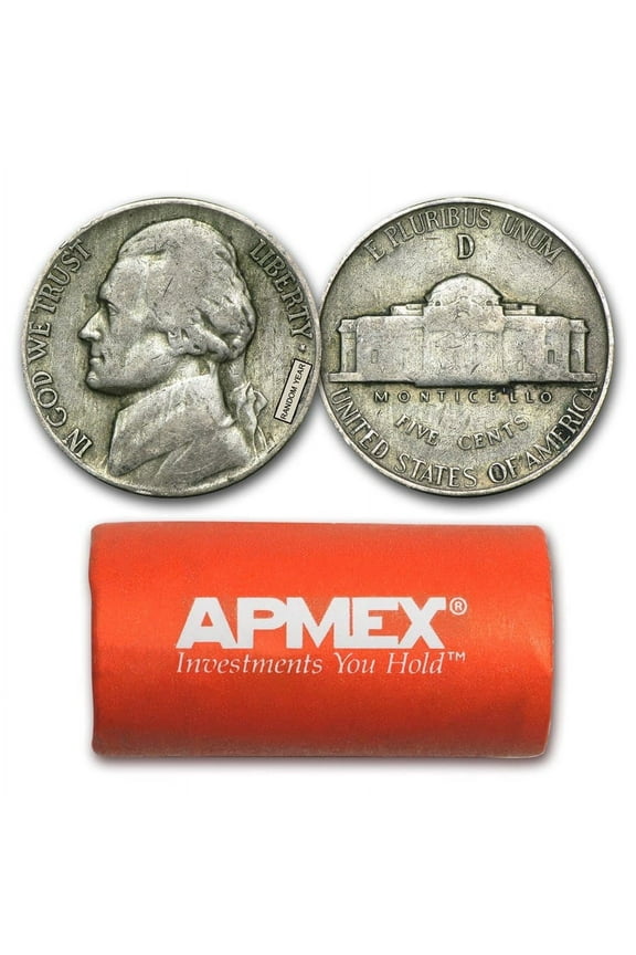 35% Silver War Nickels, $1 Face Value, Average Circulated Coins