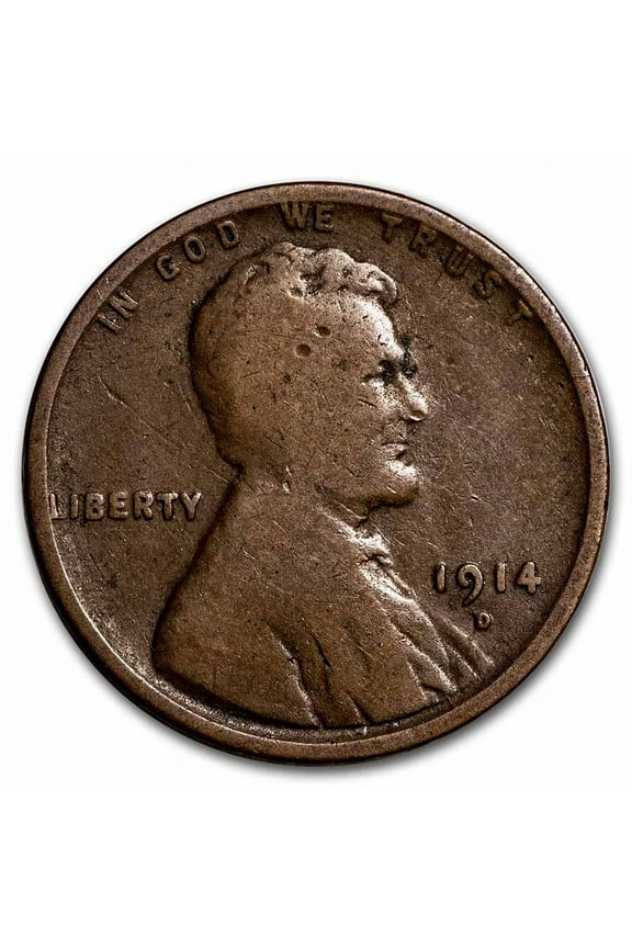 Lincoln Cent Coin, 1914-D, VG, 1,193,000 Mintage