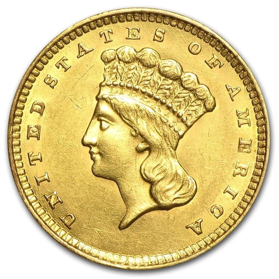 U.S. Mint Pre-1933 Gold $1 Indian Head Coin, Type 3 AU, .048375 oz Gold, Random Year, .900 Karats