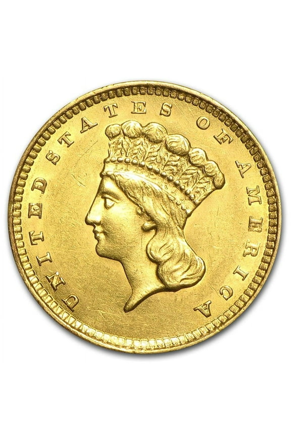 Pre-1933 Gold $1 Indian Head Coin, Type 3 AU, .048375 oz Gold, Random Year, .900 Karats