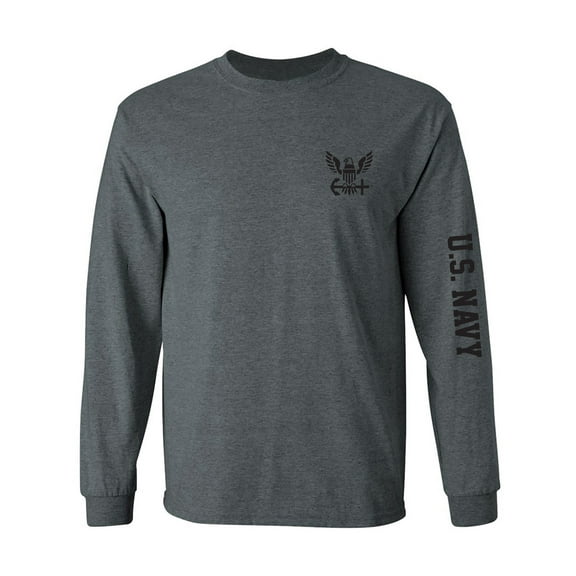 U.S. Navy Black Sleeve Print Adult Long Sleeve T-shirt