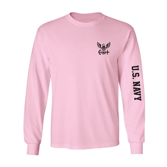 U.S. Navy Black Sleeve Print Adult Long Sleeve T-shirt