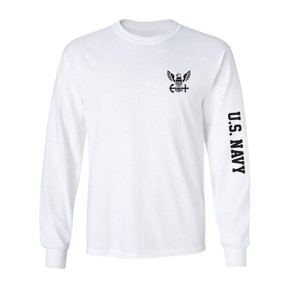 U.S. Navy Black Sleeve Print Adult Long Sleeve T-shirt