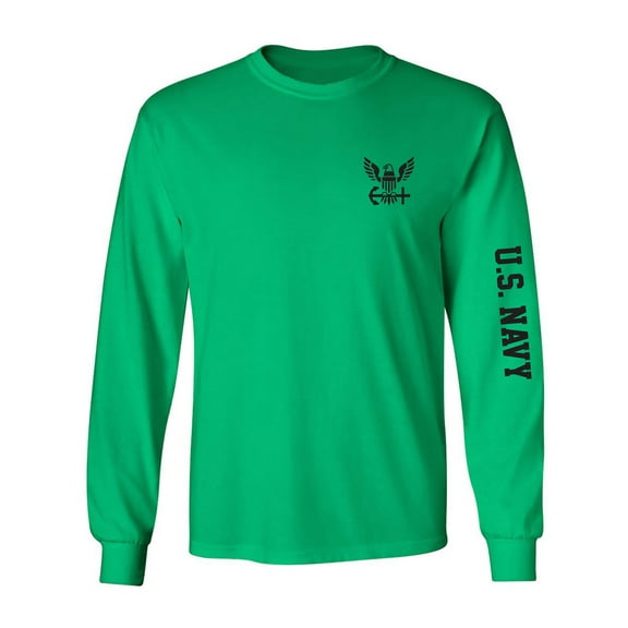 U.S. Navy Black Sleeve Print Adult Long Sleeve T-shirt