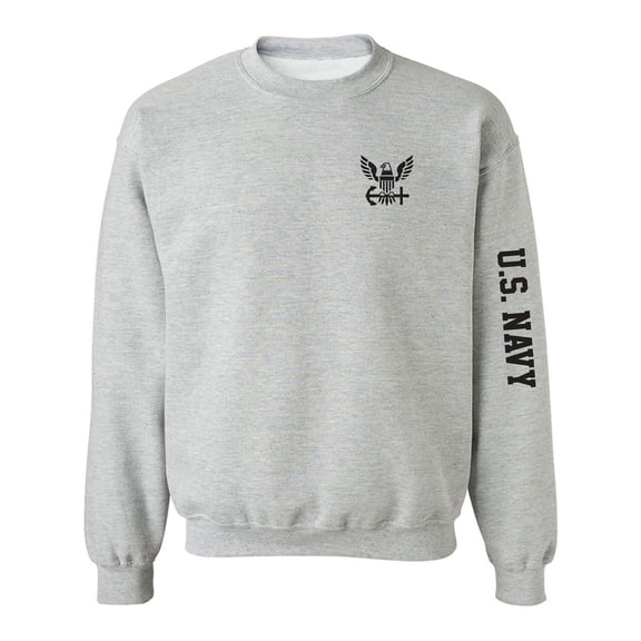 U.S. Navy Black Sleeve Print Crewneck Sweatshirt