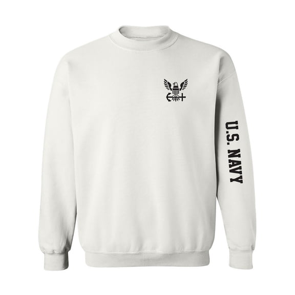 U.S. Navy Black Sleeve Print Crewneck Sweatshirt