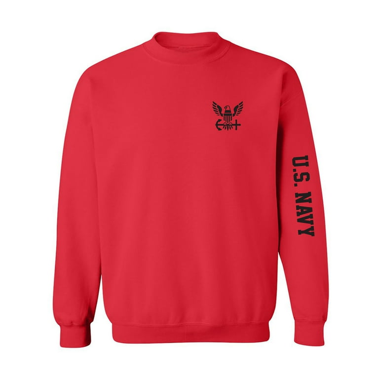U.S. Navy Black Sleeve Print Crewneck Sweatshirt Walmart