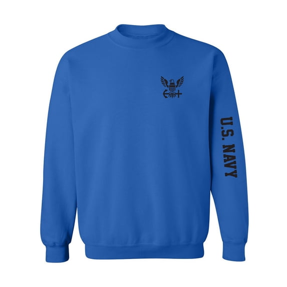 U.S. Navy Black Sleeve Print Crewneck Sweatshirt
