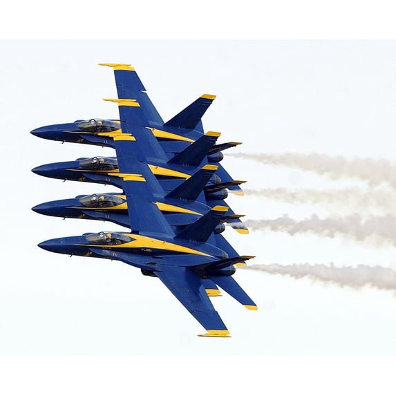 U.S. Navy Blue Angels Flying in Formation Style - A - 20x30 Inch Laminated Aviation Poster - Stunning Detail and Bold Colors