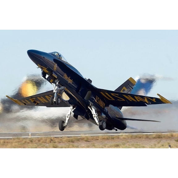 U.S. Navy Blue Angels Jet Takeoff Style - B - 20x30 Inch Glossy Laminated Aviation Poster - Stunning Detail and Bold Colors
